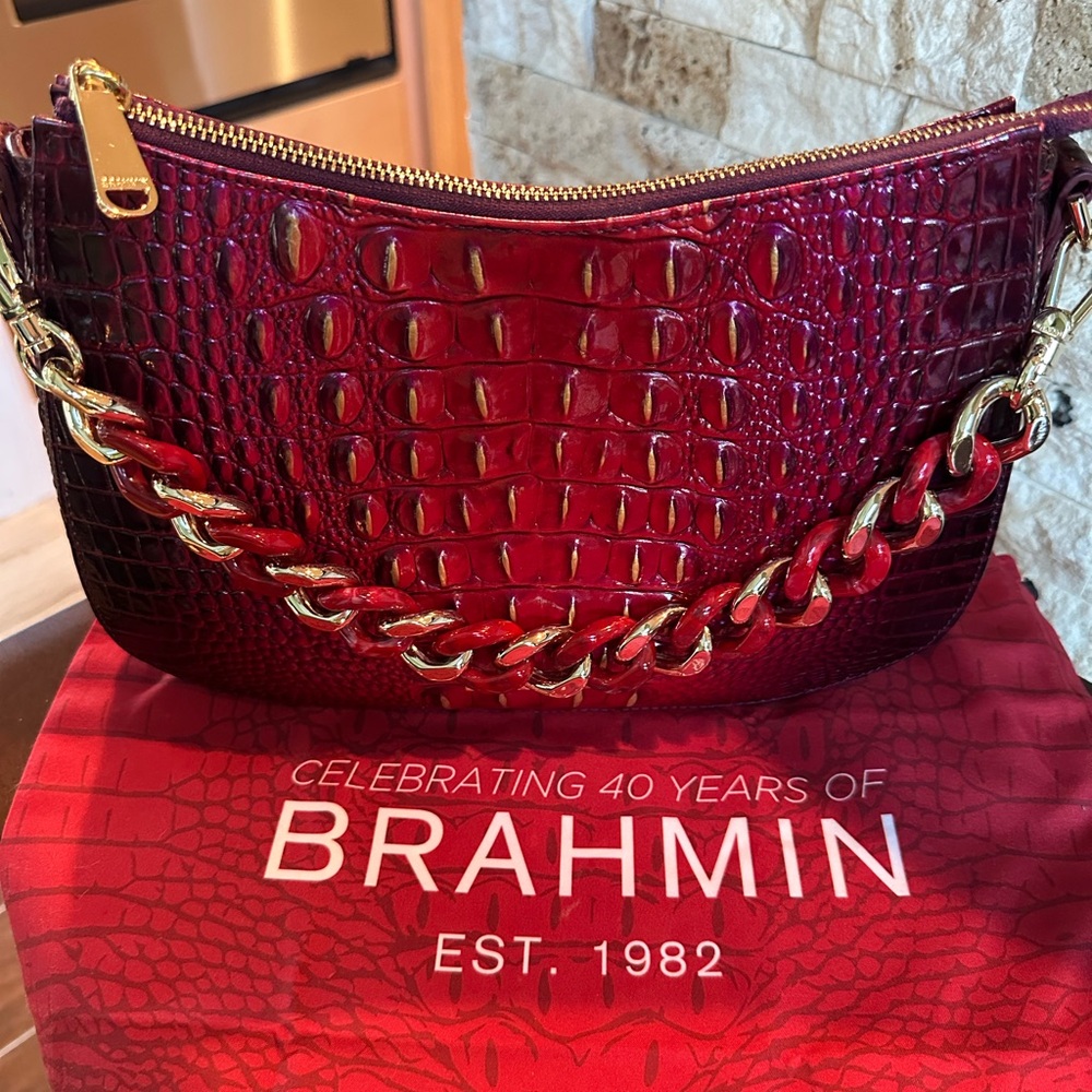Brahmin Anniversary Red Crocodile Embossed Women's handbag